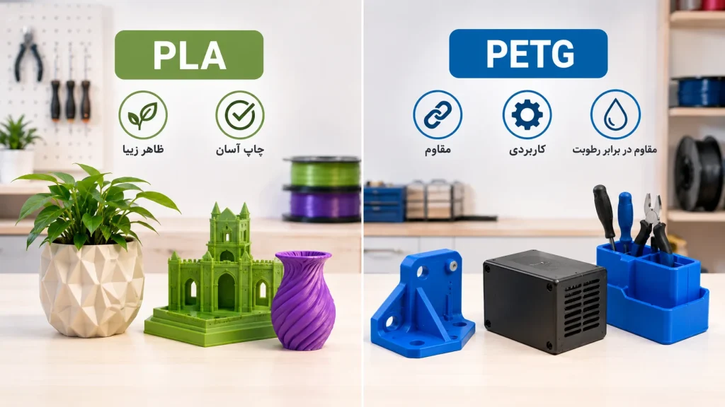 مقایسه فیلامنت pla و petg